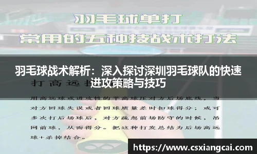 羽毛球战术解析：深入探讨深圳羽毛球队的快速进攻策略与技巧